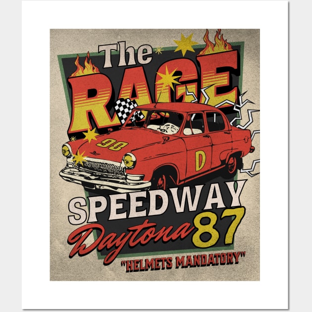 The Rage II speedway vintage racing distressed retro poster Wall Art by SpaceWiz95